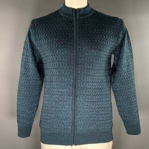 JOLLY DOABA HOSIERY Size XL Blue Teal Knitted Zip Up Jacket